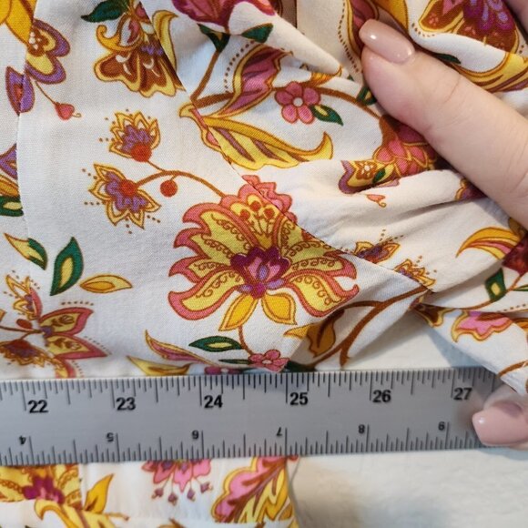 Rusttydustty White Yellow Pink Boho Bohemian Top 3XL XXXL 3X Floral - Picture 4 of 6